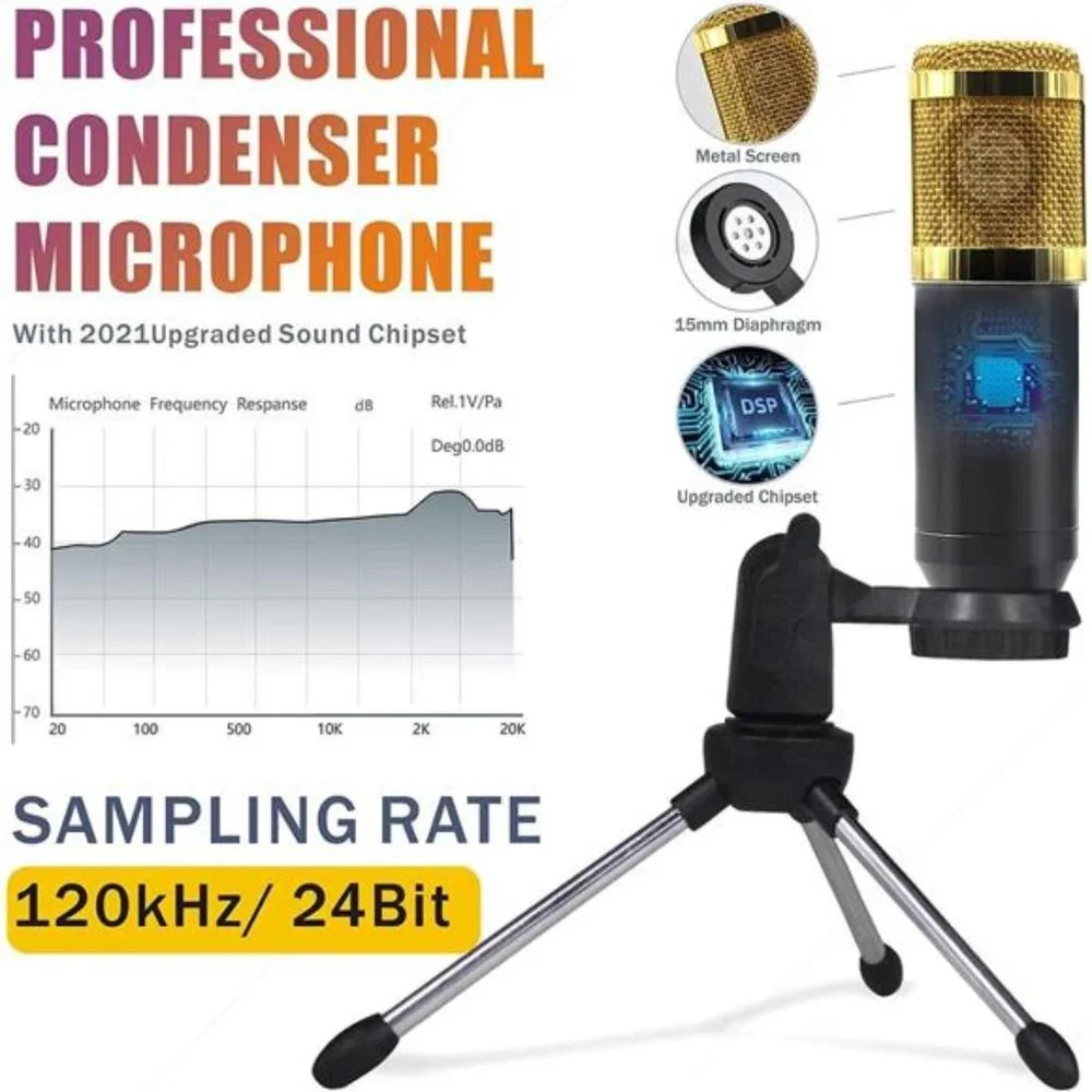 Podcast Equipment Bundle, SINWE Condenser Microphone with Tripod Stand